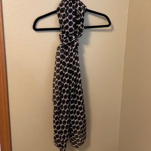 White with black polka dot scarf